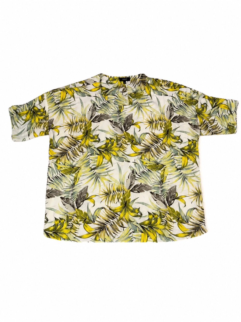 NYDJ tropical print sheer blouse.